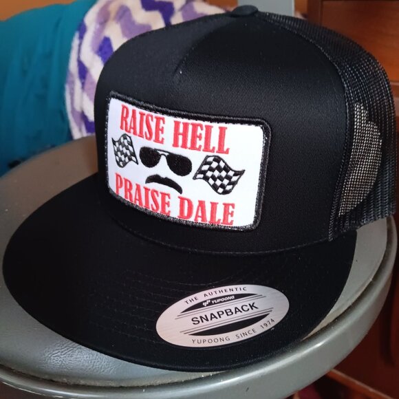 New Vtg Y2K Raise Hell Praise Dale Black Snapback Hat With Mesh Back - Picture 6 of 7